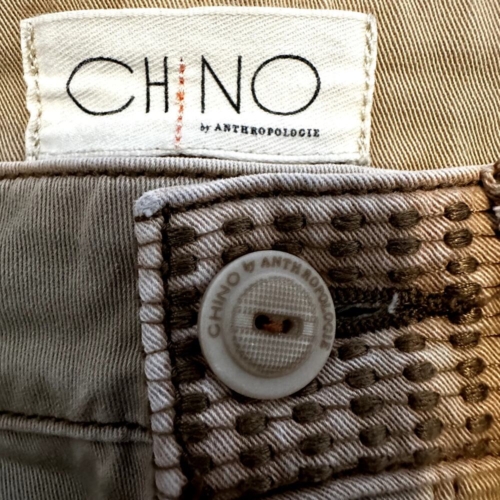 Anthropologie Chinos Pants Cotton Tapered Ankle Relaxed 5-Pocket Tan 31x28 - Picture 3 of 7